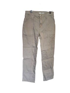 Old Navy slimming pockets Sky Hi Straight Jeans Utility Beige Crop Womens size 8
